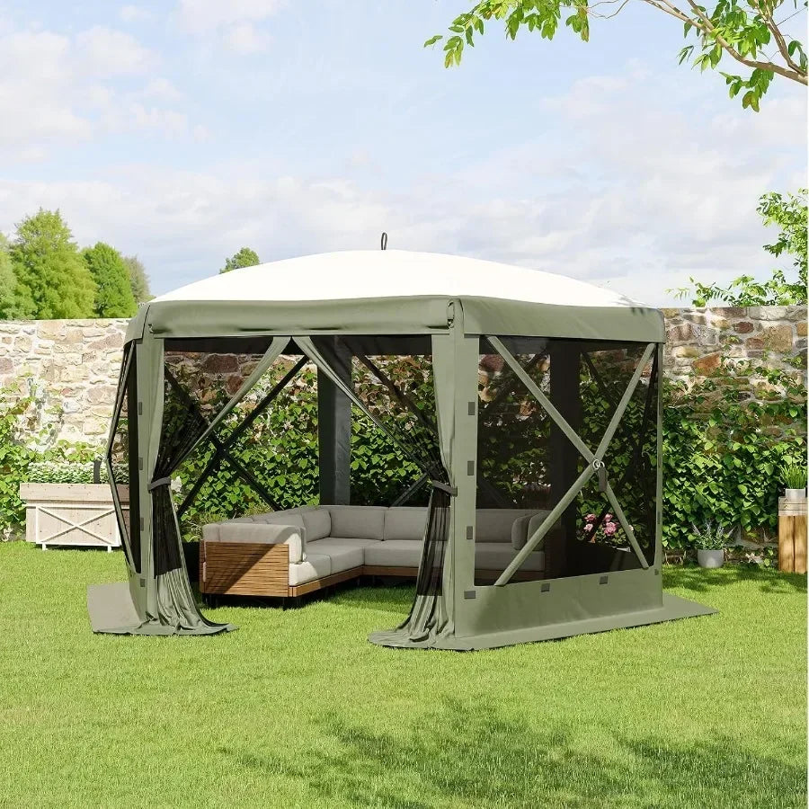 13FT Pop-Up Gazebo Tent with Mesh Netting and Removable Wind Cloths