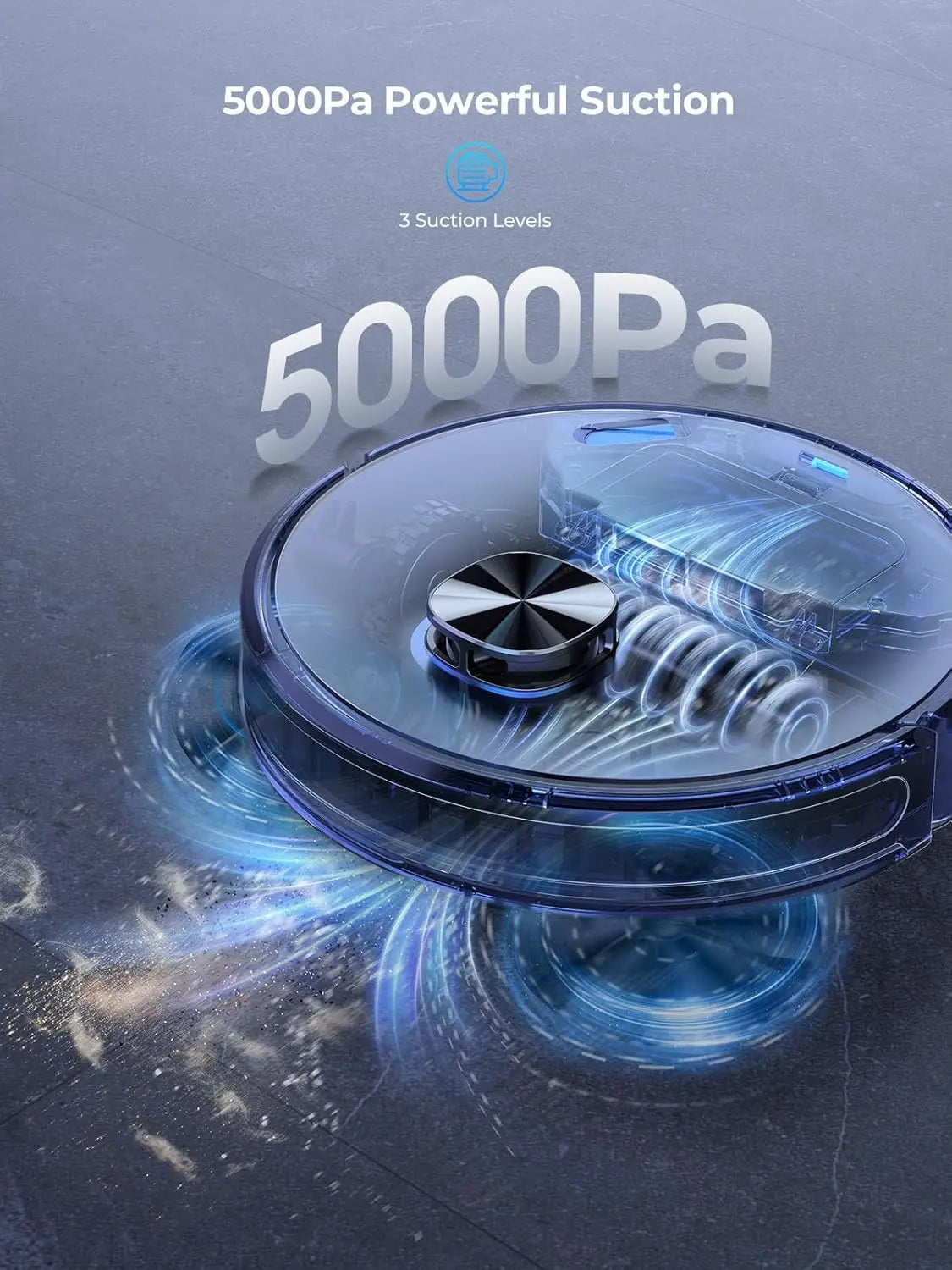 Smart Robot Vacuum and Mop with 5000Pa Suction, Self-Emptying, Lidar Navigation for Pet Hair on Hard Floors and Carpets