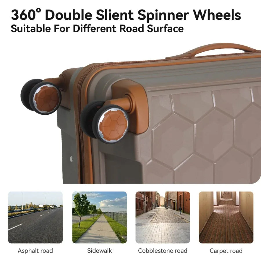3-Piece Luggage Set for Business and Travel: Lightweight Brown Suitcases with Rolling Wheels, TSA Lock, Molded Corners, Carry-O