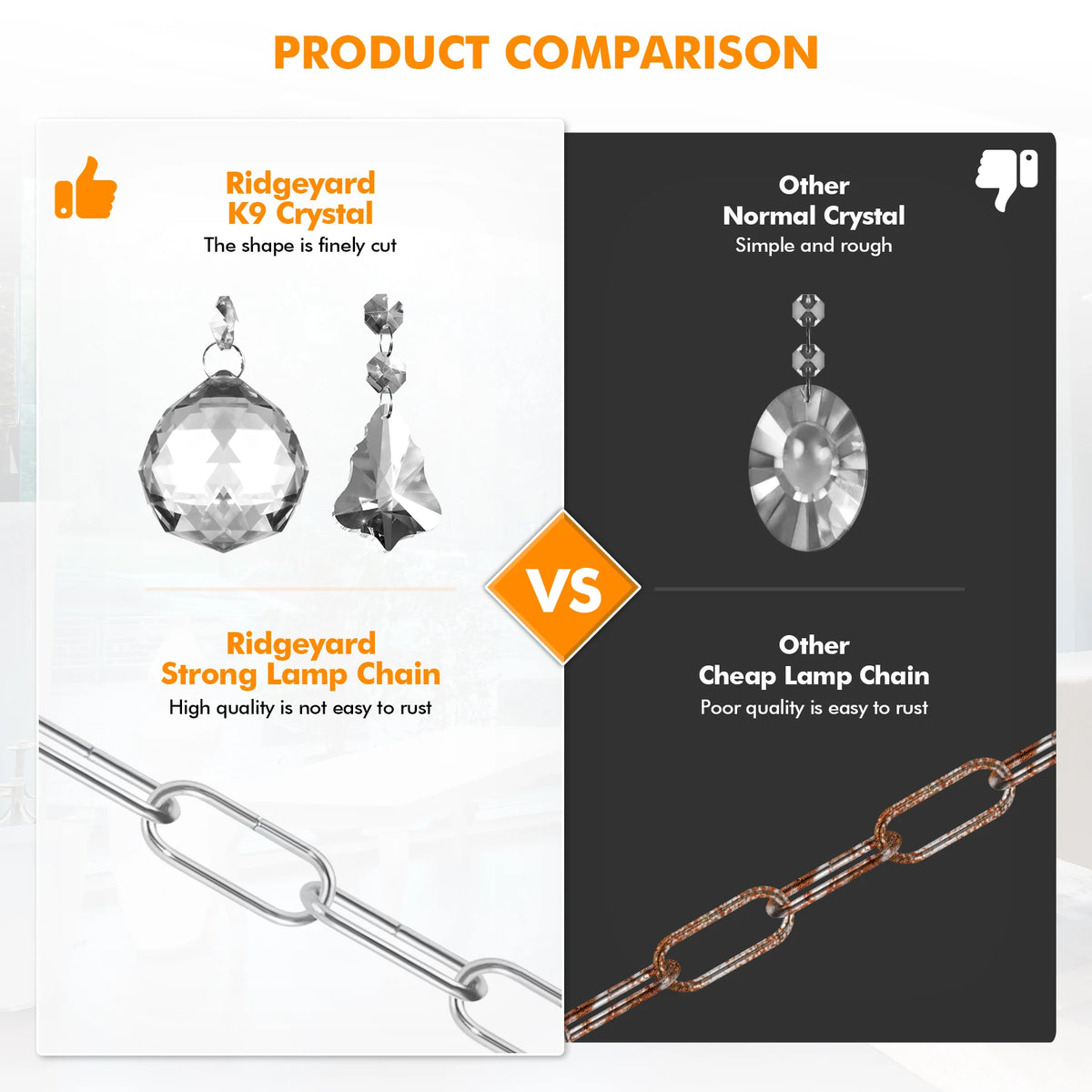K9 Crystal Chandelier 10 Lights Ceiling Lamp with Adjustable Chain Modern Elegant Pendant Light For Living Room Bedroom Home ﻿