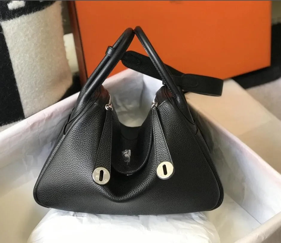 Fashion Bags Totes women's real leather lychee cowhide doctor handbag shoulder purse top craft all TOGO handbags bag 10A size 26