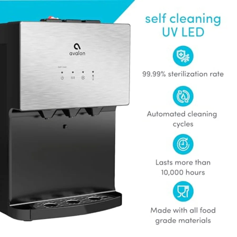 A12 Countertop Bottleless Water Dispenser 3 Temperatures Self Cleaning Stainless Steel