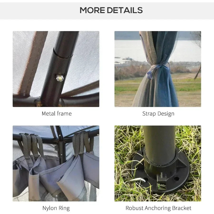 9.6'x9.6' Patio Gazebo Outdoor Canopy with Netting Gray
