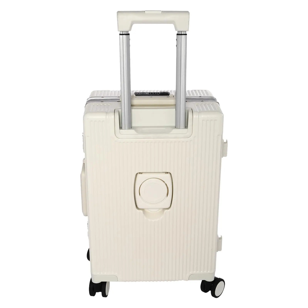 Carry On Luggage, 20" Zipperless Luggage, Hard Shell Suitcase with Front Pocket, Cup Holder and Locks, White