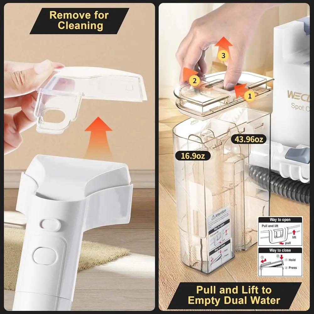 Portable Carpet and Upholstery Cleaner with 400W Motor and 9Kpa Suction for Deep Cleaning