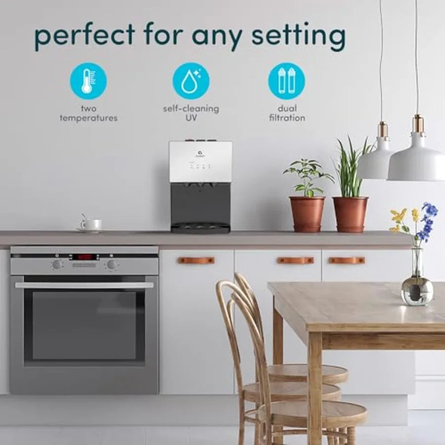A12 Countertop Bottleless Water Dispenser 3 Temperatures Self Cleaning Stainless Steel