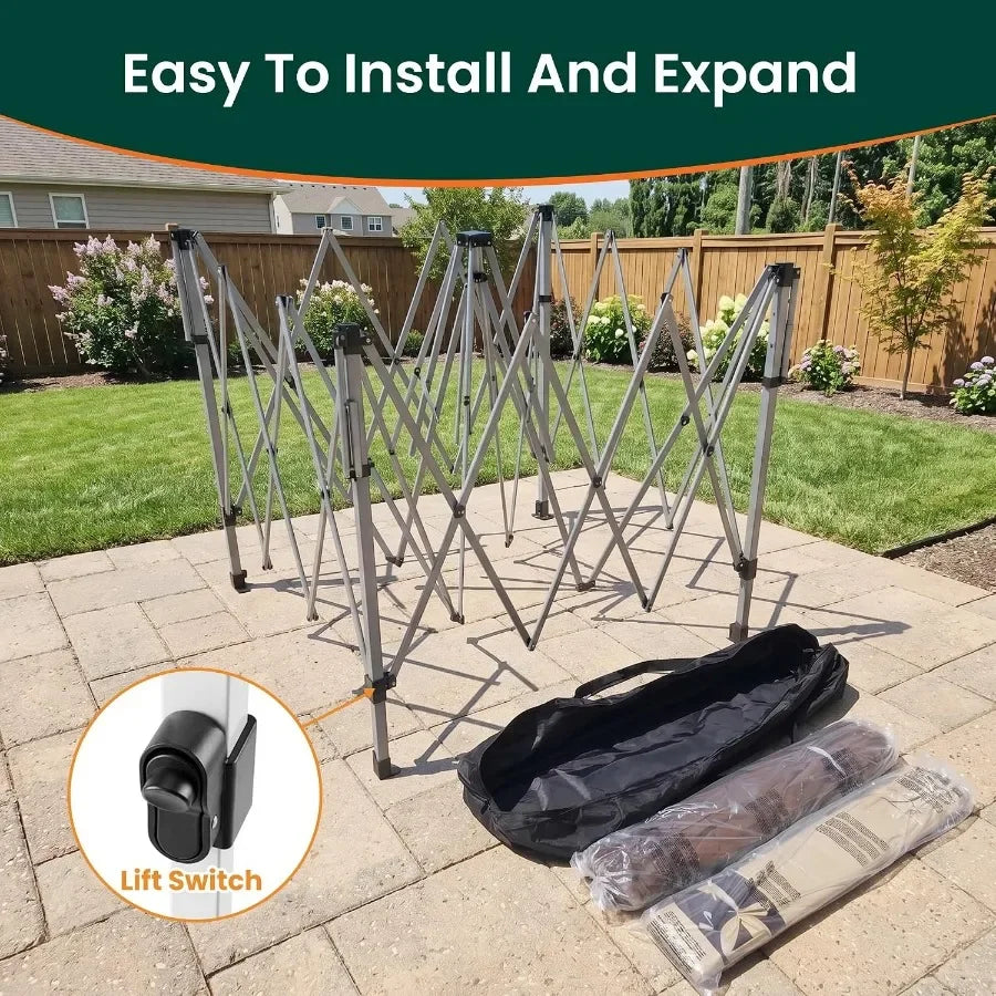 Pop Up Gazebo 11'x11' Canopy Tent, Outdoor Gazebo with Double Ventilated Roof, Waterproof UV Protection Pop Up Canopy with Mosq