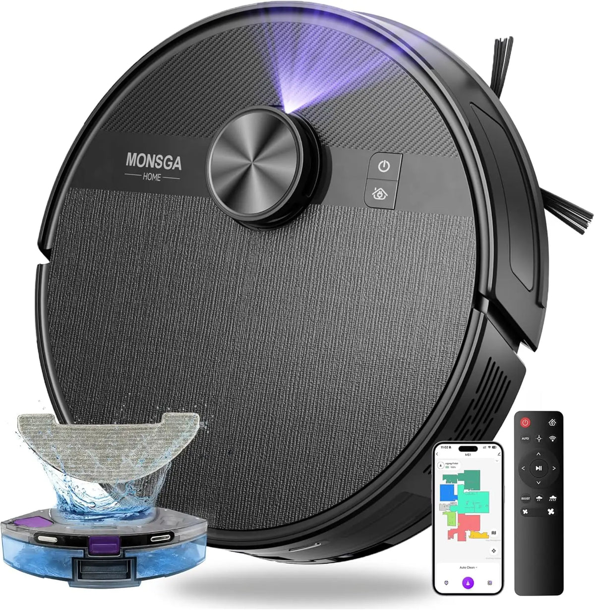 7000Pa Robot Vacuum Mop Combo with Lidar, 180min Runtime, Tangle-Free, 5 Maps, APP/Voice Control for Hard Floors & Carpets