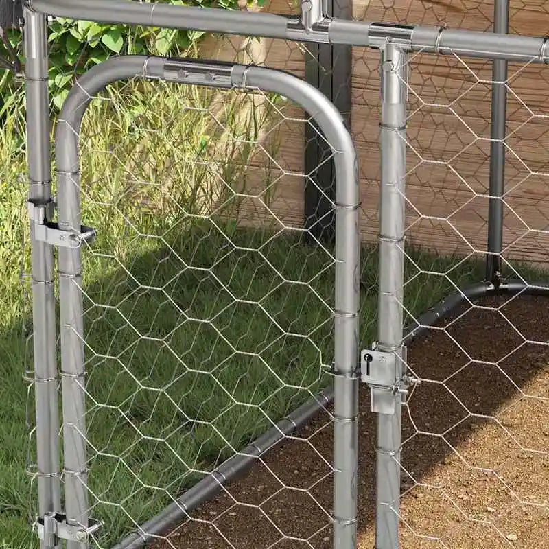 Dog Kennel Silver Galvanized Steel Large Dog Kennel Rectangular