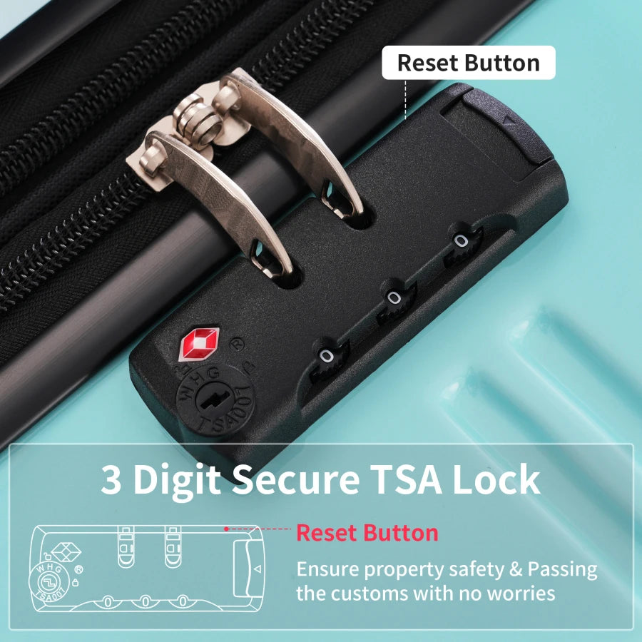 Hardshell Luggage Sets 3 Piece for Travel, Polycarbonate, Gradient Blue, Expandable with Spinner Wheels and TSA Lock, Lightweig