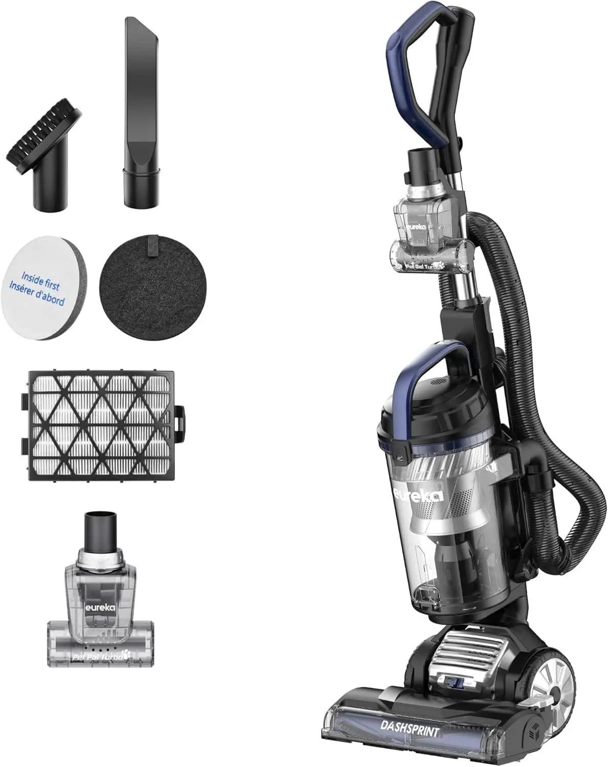 Powerful Upright Vacuum Cleaner for Carpets and Hard Floors, Dual Cyclone Suction, Swivel Steering, Anti-Tangle Brush