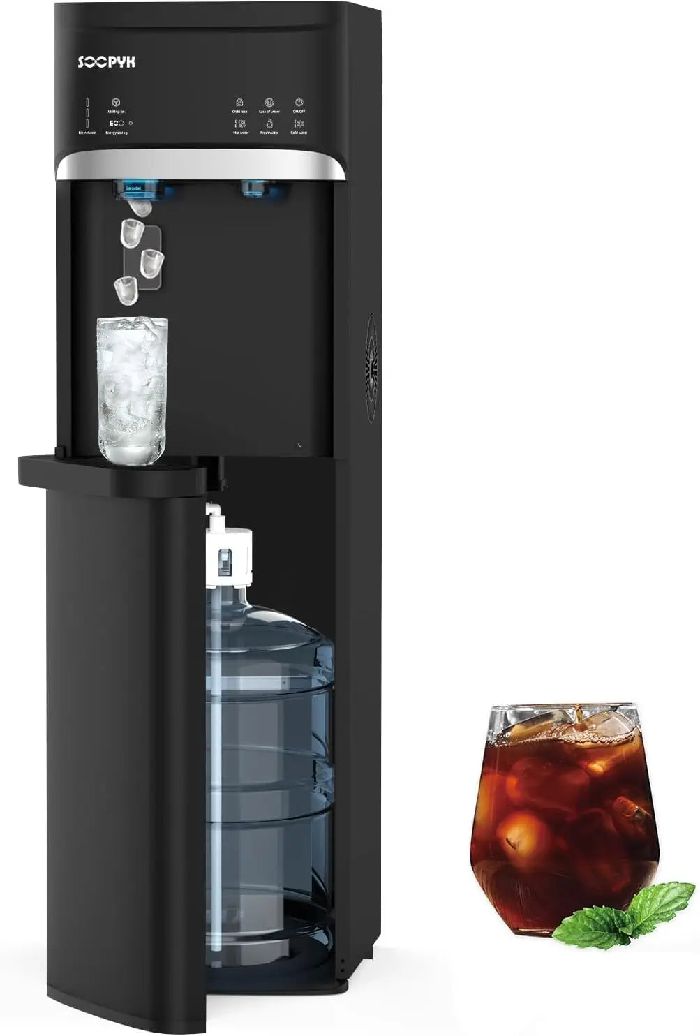 Self Cleaning 4-in-1 Hot/Cold/Room Water Cooler Dispenser with Ice Maker, Bottom Load, Bullet Ice 22 lbs Daily Capacity