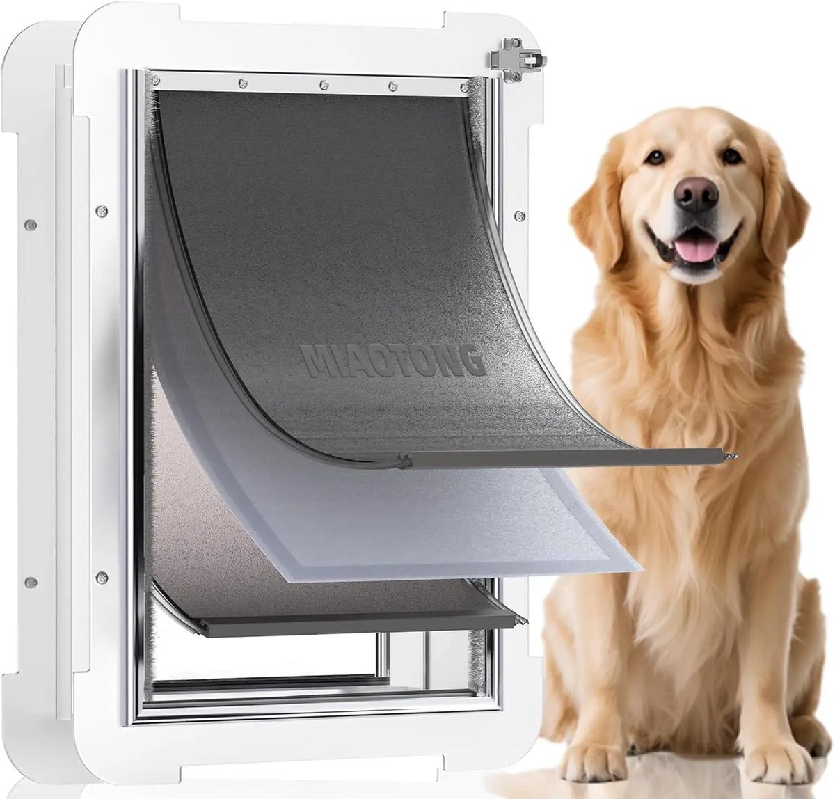 3-Flap Steel Dog Door for Exterior Doors, Energy-Efficient, Insulated, Telescoping Tunnel, Never Rust, for Pets Up to 100 Lb