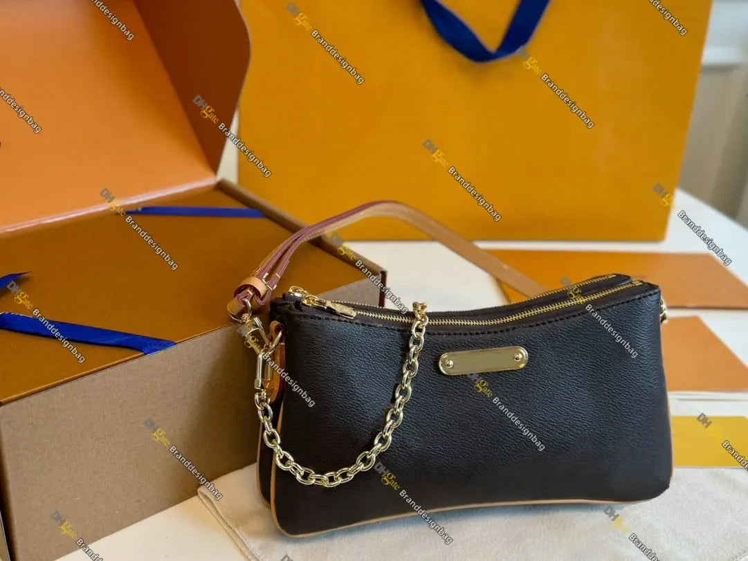 Top Designer Liv pochette Shoulder Bag Women Leather Denim Chain Crossbody bags Luxury Clutch Tote Purse Brown Flower Handbag