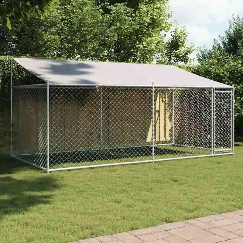 Dog Cage Grey Galvanized Steel 13.1 x 6.6 x 6.6 ft Durable
