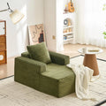 45'' Corduroy Cloud Chaise Lounge Sofa, Deep Seat Reading Chair With Wide Armrests, Back Pillow, No-Assembly Couch