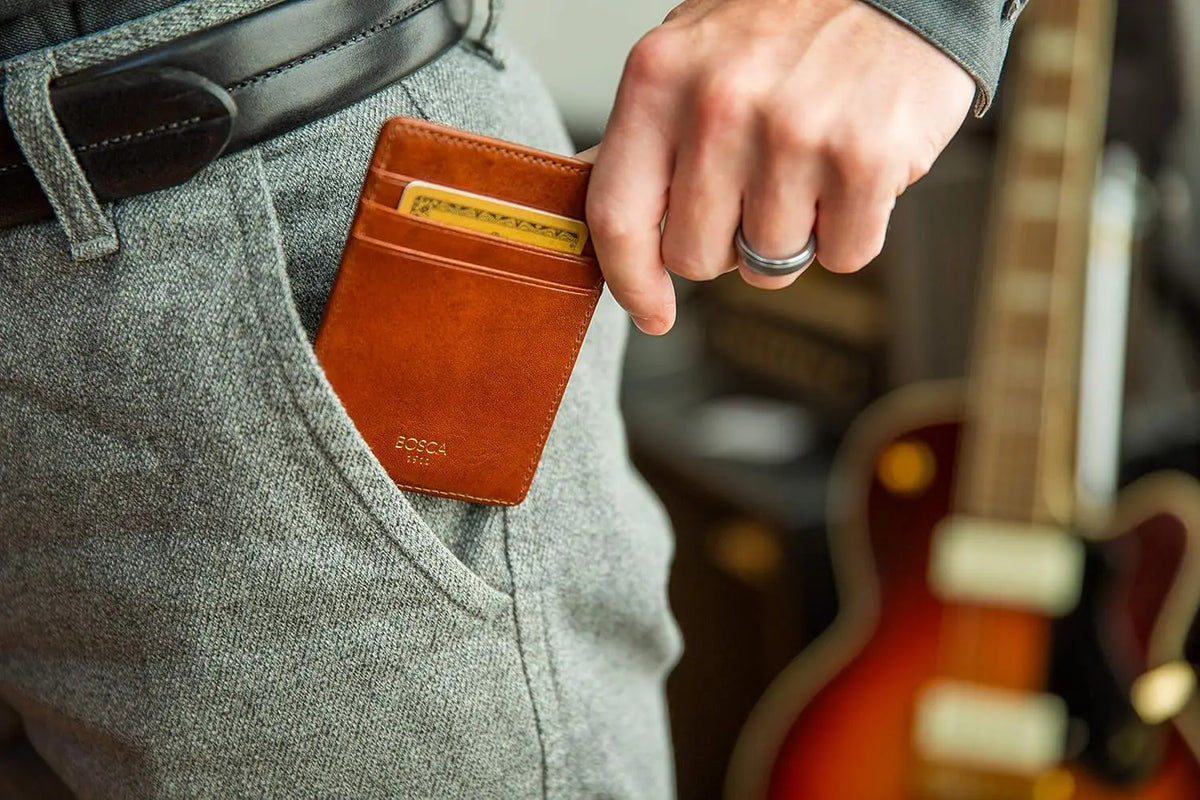 RFID Blocking Leather Wallet with Magnetic Money Clip - Front Pocket Design for Men