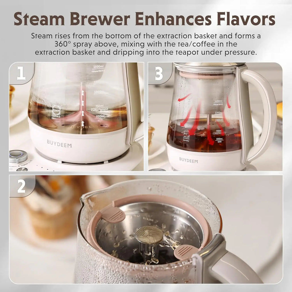 Electric Tea Maker & Coffee Brewer, 6 Strength Levels, 4 Temp Settings, 1.5L