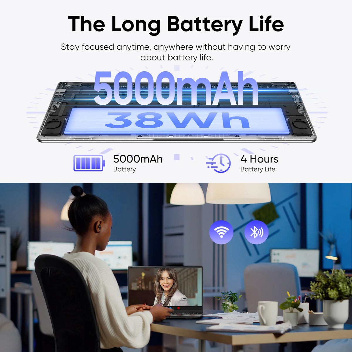 15.6 "Thin & Portable Laptop Computer Intel Celeron N4000 8GB RAM 256GB SSD FHD 1920x1080 16:9 Display For Work And Study