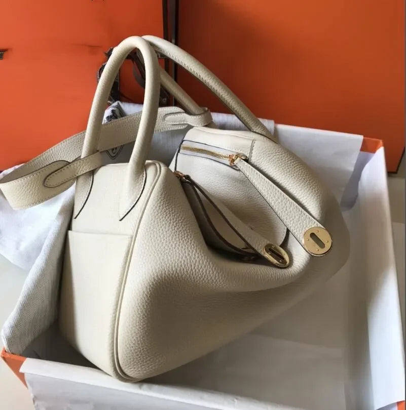 Fashion Bags Totes women's real leather lychee cowhide doctor handbag shoulder purse top craft all TOGO handbags bag 10A size 26