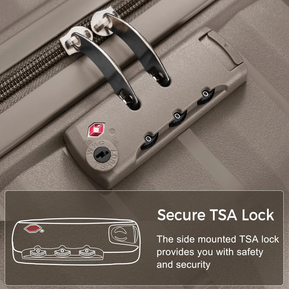 Premium PP TSA Lock Luggage Set, Wear-resistant 360° Spinner Wheels 3 Sizes Suitcase