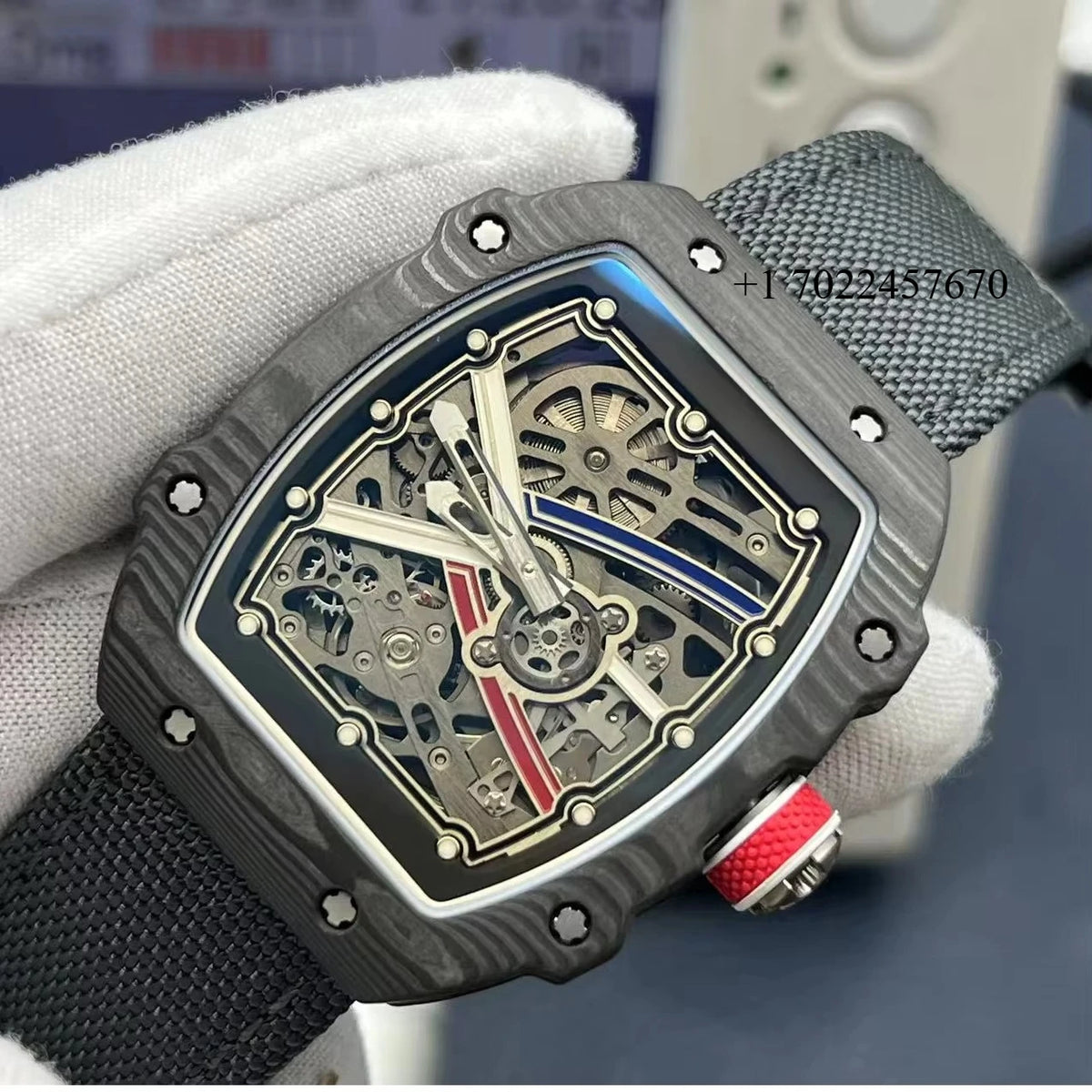 New High End RM 6702 Carbon Fiber Luminous Waterproof Men's Automatic Mechanical Watch