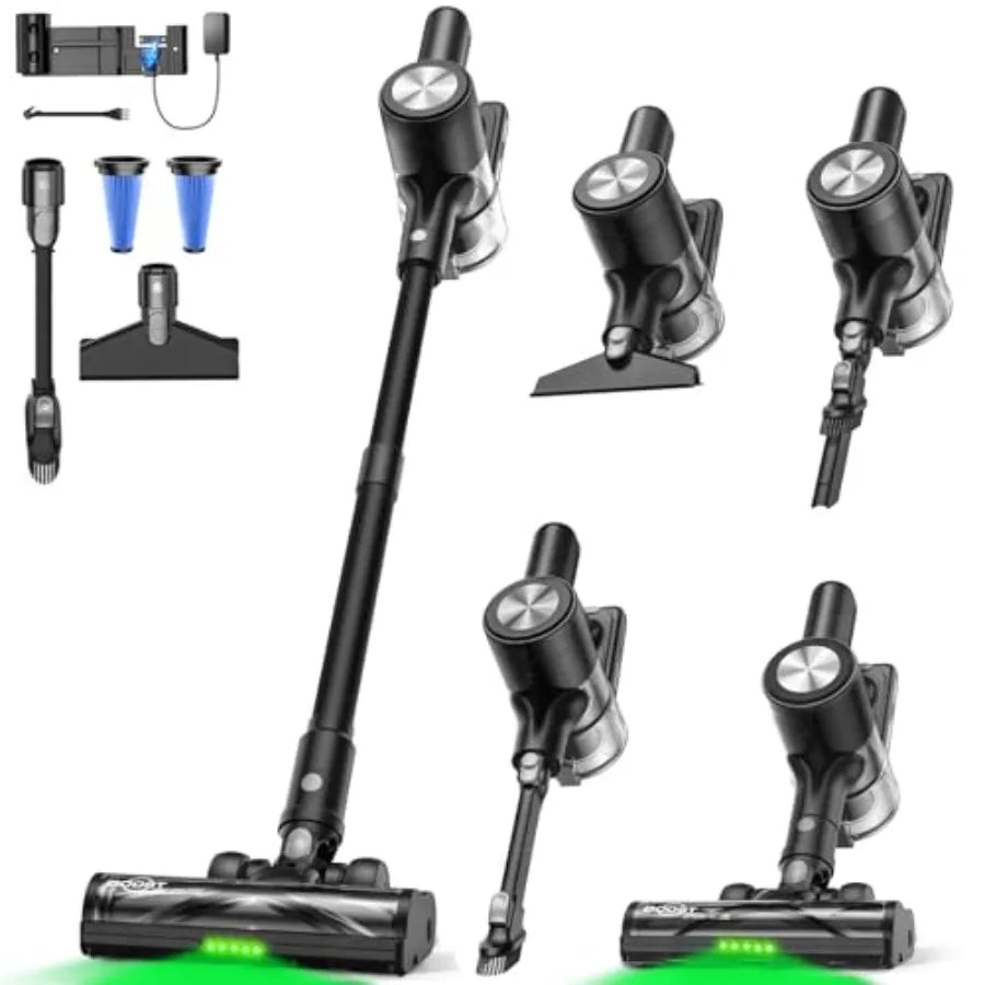 Cordless Stick Vacuum Cleaner 46KPa 500W with 55M Runtime Self-Standing LED Display Anti-Tangle Brush Rechargeable for Hardwood
