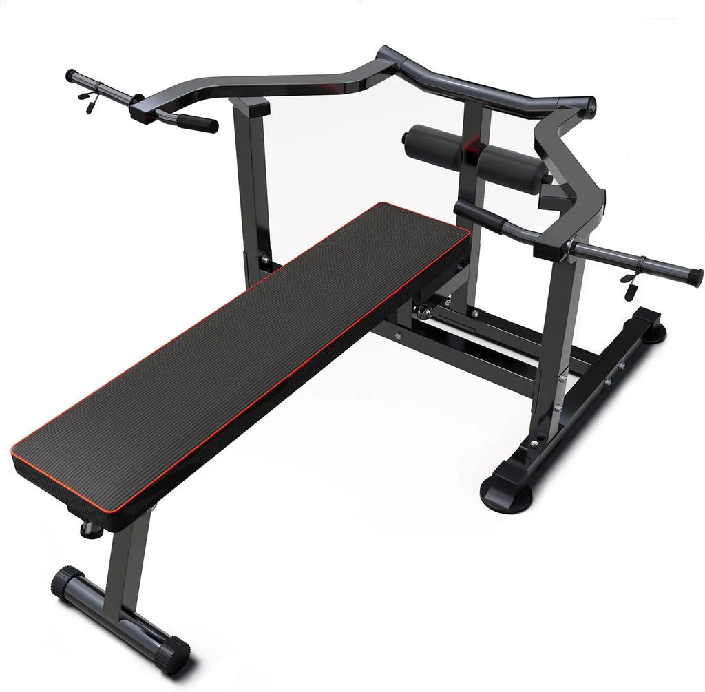Bench Press Set Chest Press Machine with Independent Converging Arms Adjustable Flat Incline Bench Press with Dumbbell Rack for