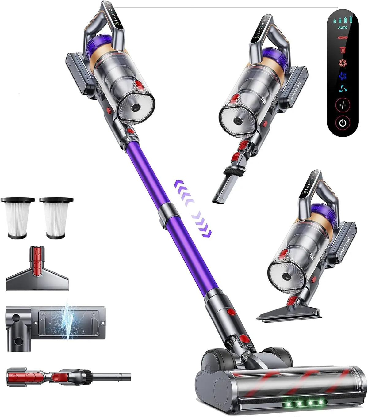 650W 55KPA Cordless Vacuum Cleaner, 70 Mins Runtime, Wall Mount Dock for Pet Hair and Floors