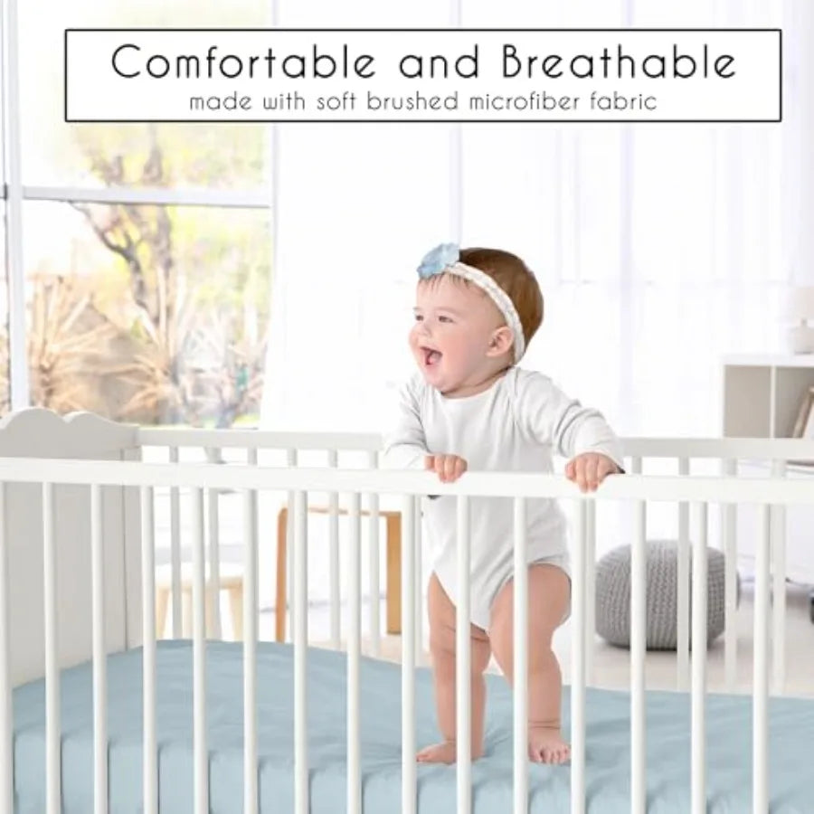 4-Piece Baby Crib Bedding Set Ocean Seashells for Boys or Girls Infants/Nursery incl. Blanket Fitted Sheet Skirt Diaper Stacker