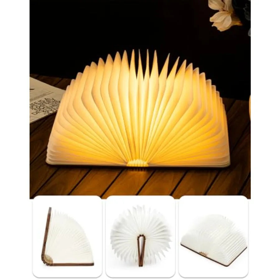 8.3 Inch Wooden Book Lamp Book Lovers Gifts Teacher Appreciation Gifts for Women LED Ambient Lighting Magnetic Mood Lighting fo