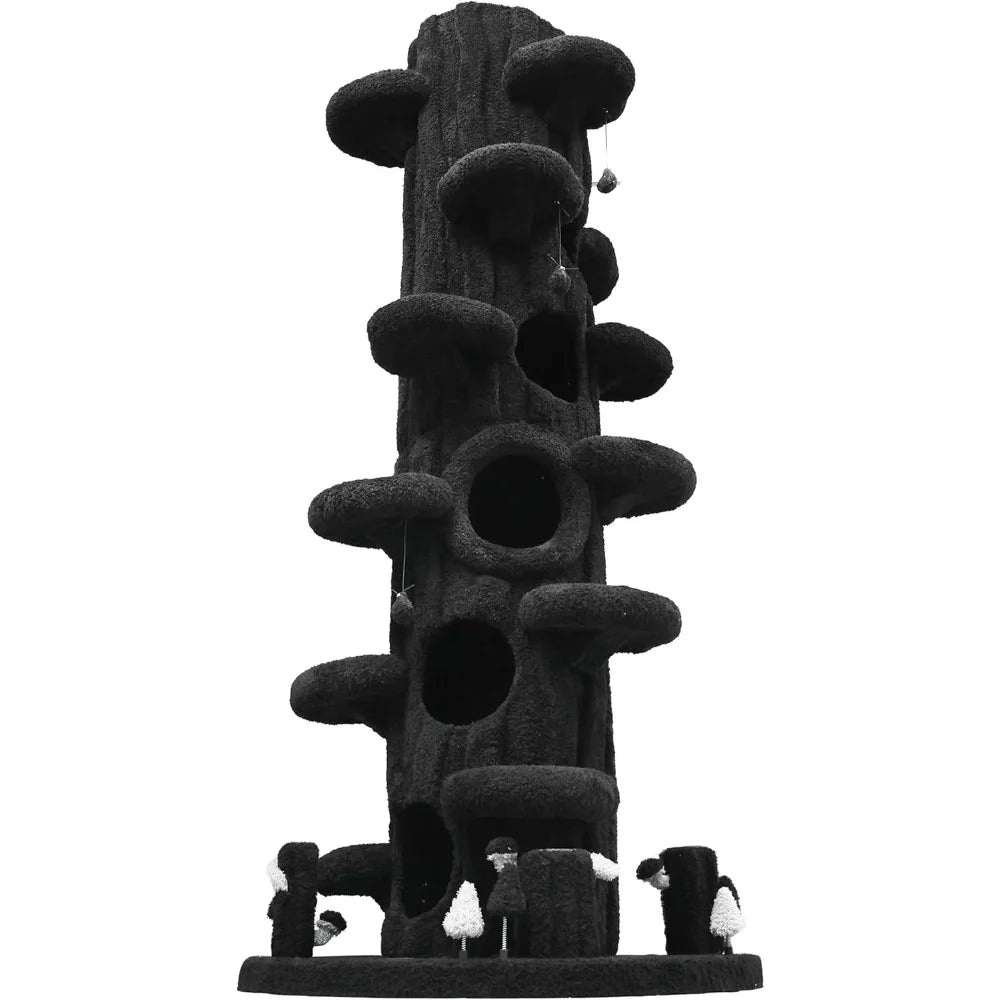 Luxurious 90.5-Inch Tall Indoor Cat Tree with Condo and Soft Cushion for Cats
