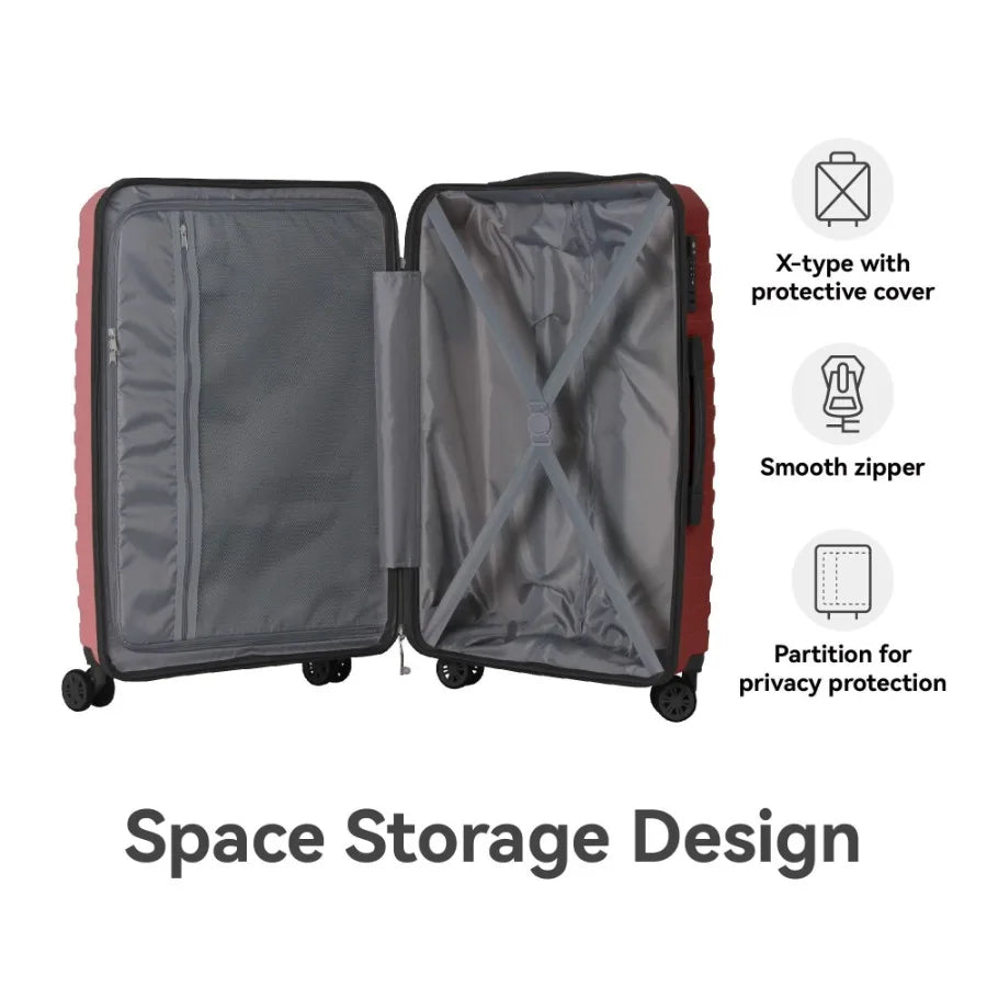 3-Piece Luggage Sets 20, 24, 28 for Travel, ABS Hardside Suitcase with Four Spinner Wheels, Scratch-Resistant Surface, Pink