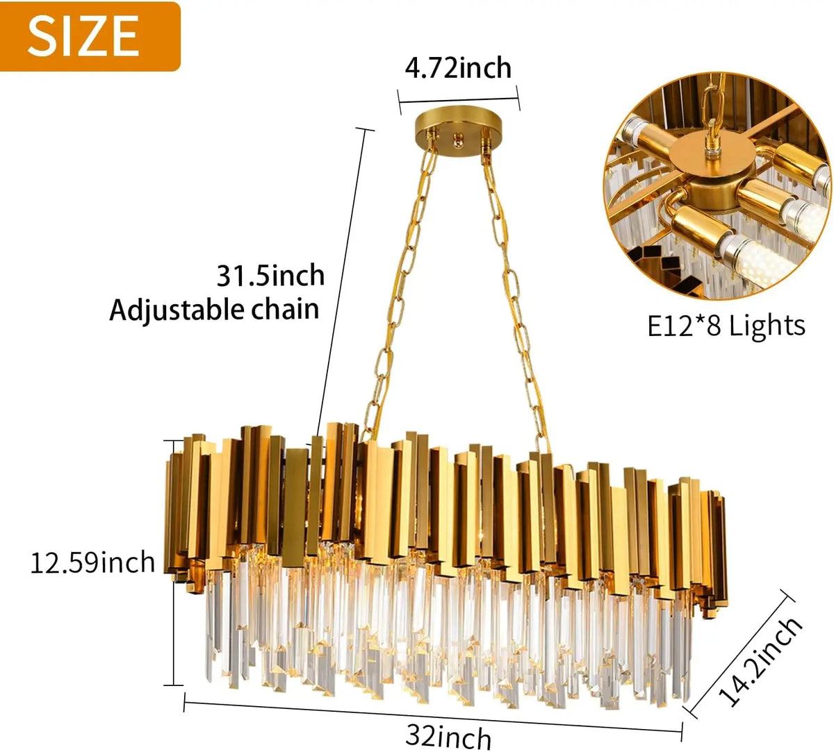 Crystal Chandeliers for Dining Room,Gold Chandeliers Modern Crystal Chandelier Pendant Light Fixture 8 Lights