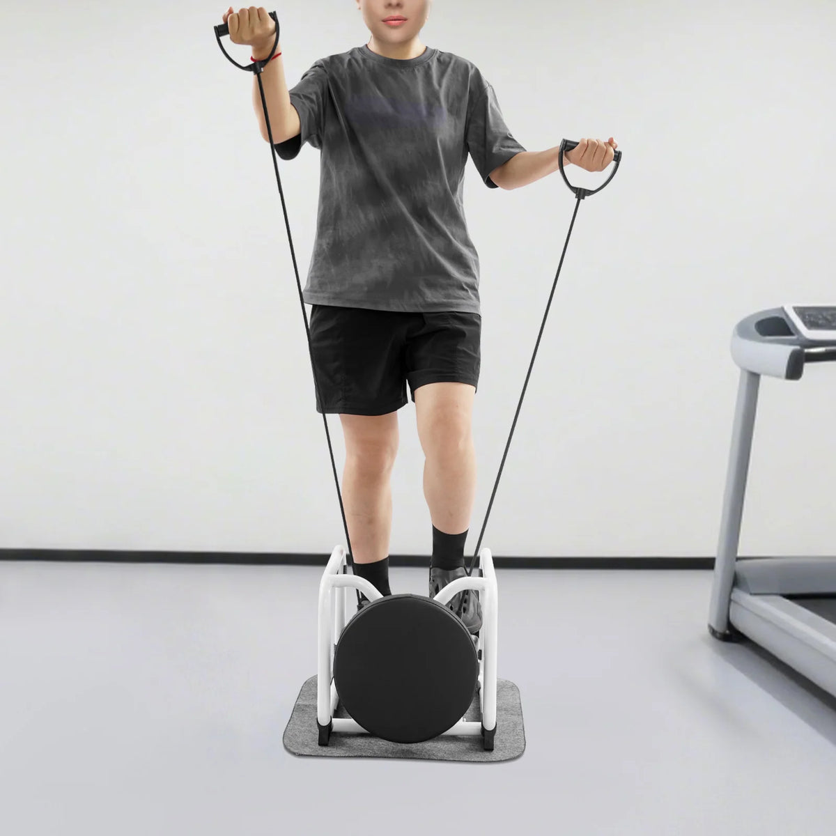 Multi-Function Stepper with Seat, Resistance Bands & Anti-Slip Mat, Exercise Stepper with LED Display, Home Workout Equipment