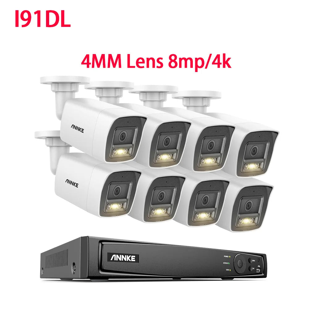 ANNKE 4K Ultra HD POE Video Surveillance System 8CH H.265+ NVR With 12MP Security Cameras CCTV Kit Audio Recording 8MP IP Camera