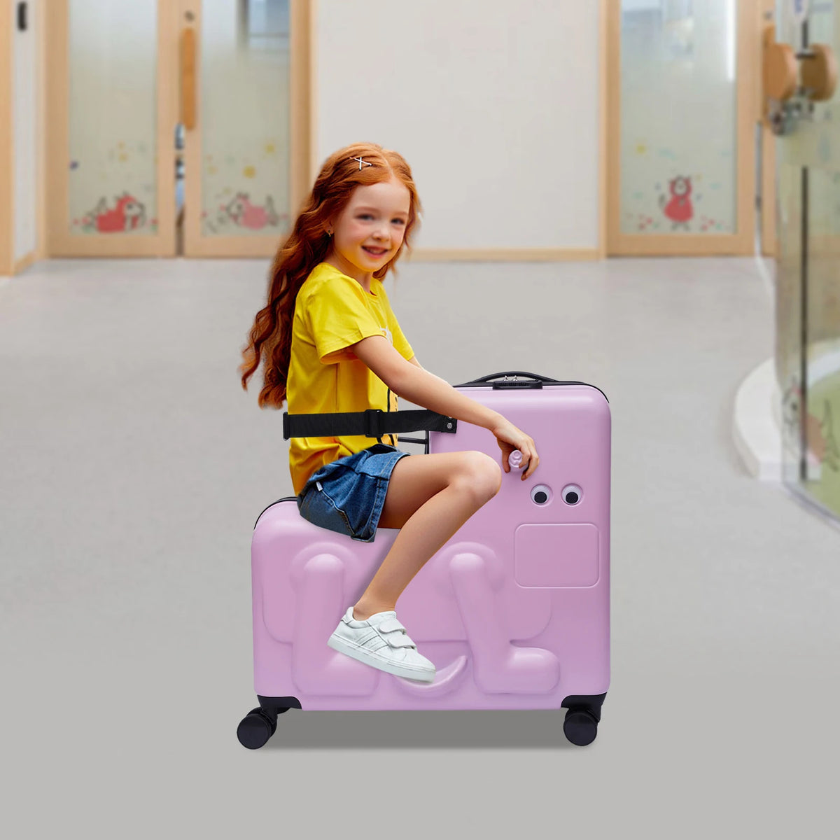 Pink Suitcase kid suitcase kid luggage kid travel Fashionable appearance Rideable Funny suitcase