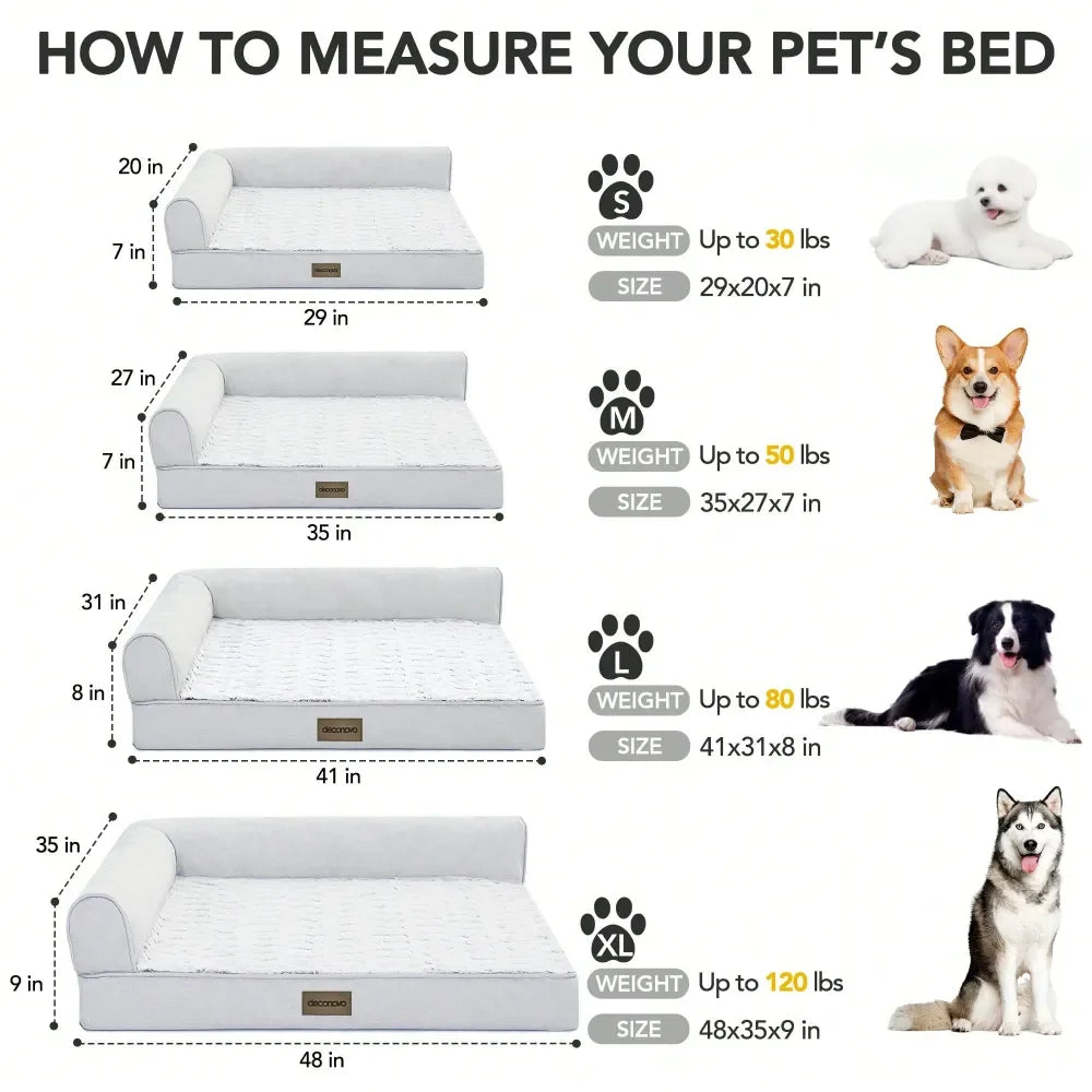 Dog Supplies Pet Furniture And Beds Dog Bed Waterproof Orthopedic Dog Sofa Bed With Removable Washable Cover, Soft Velvet Bolste