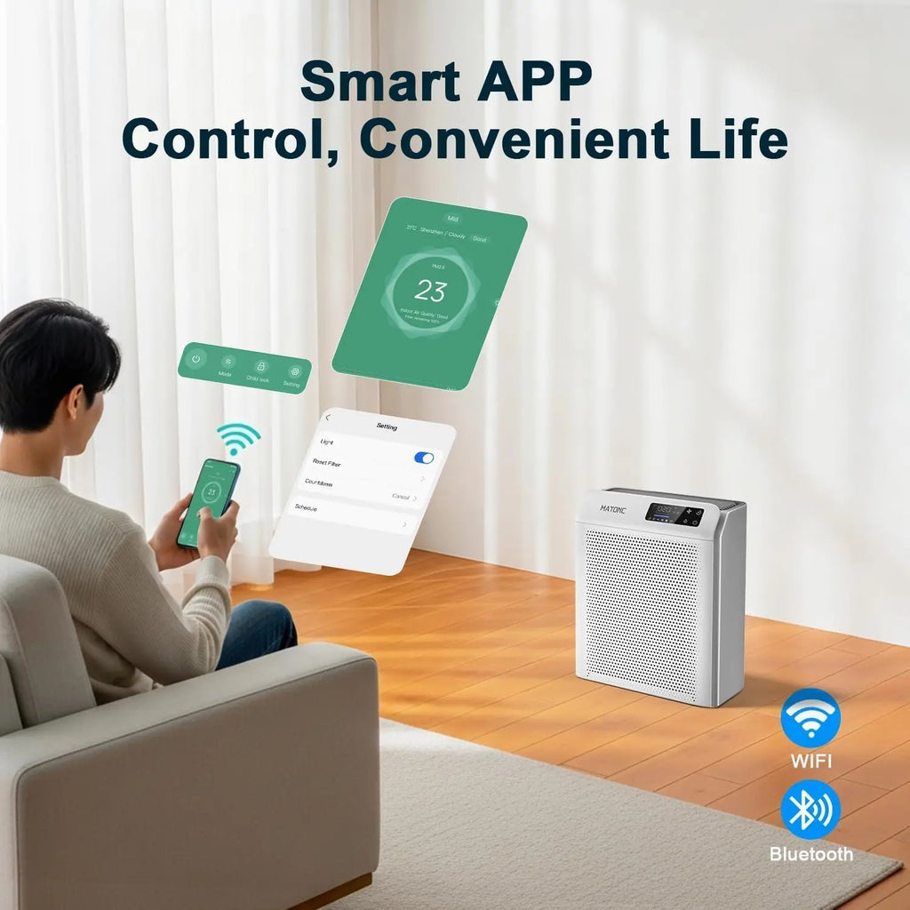 Smart Air Purifier for Large Rooms up to 3500 Ft², App Control, Real-Time Sensor, Quiet Sleep Mode