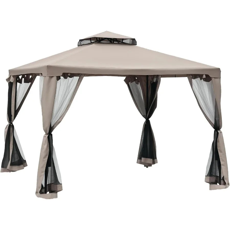 9.6' x 9.6' Patio Gazebo Outdoor Canopy with Netting