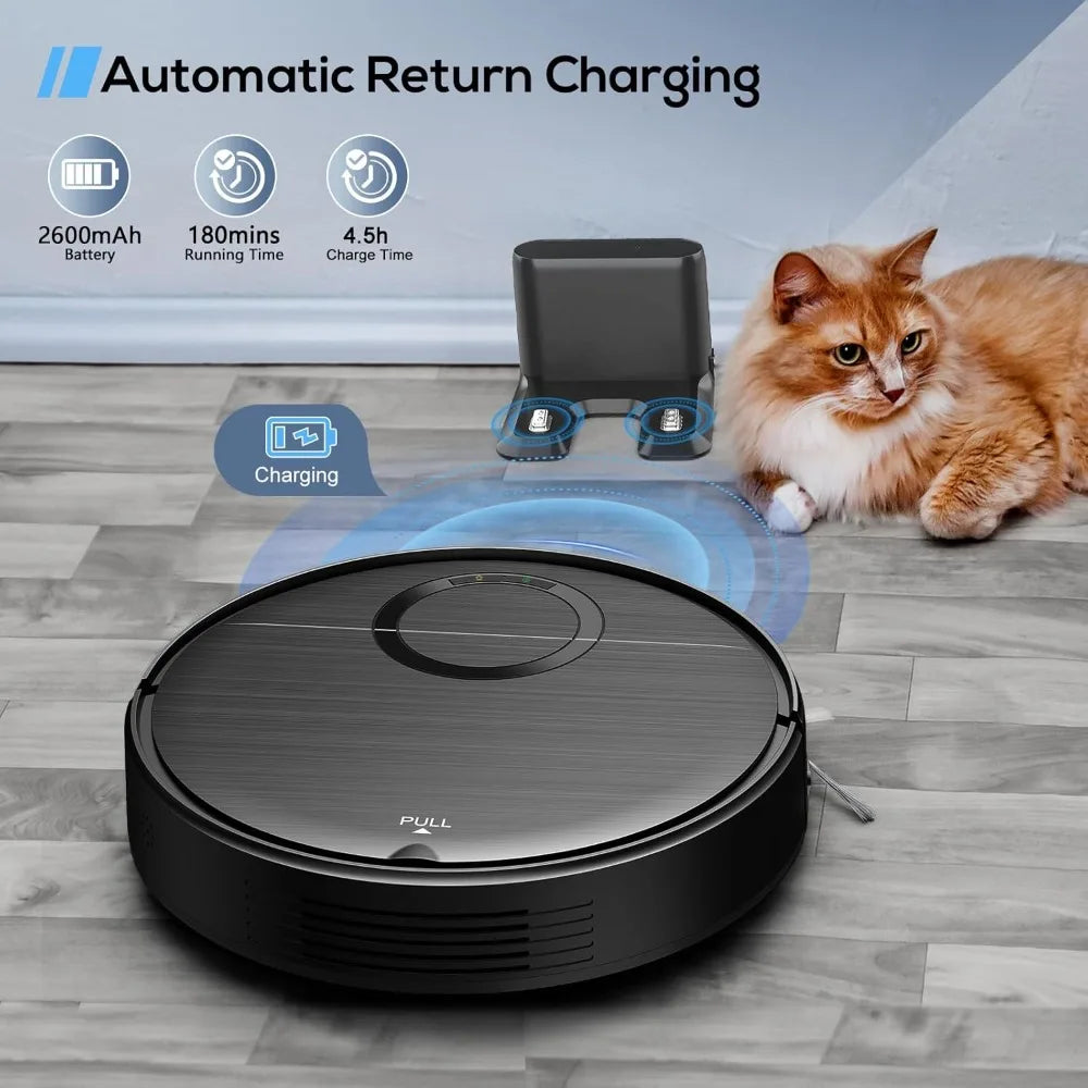 2-in-1 Robot Vacuum and Mop Combo, 2000Pa Strong Suction, Anti-Tangle, Self-Charging, Smart App Control