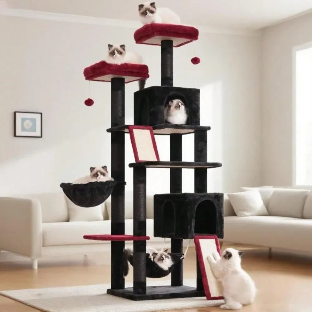 Cat Tree Rascadores Para Gatos Cat Supplies Cat Tree For Indoor Cats, 713939 180cm MultiLevel Cat Tower For Large Adult, Gothic