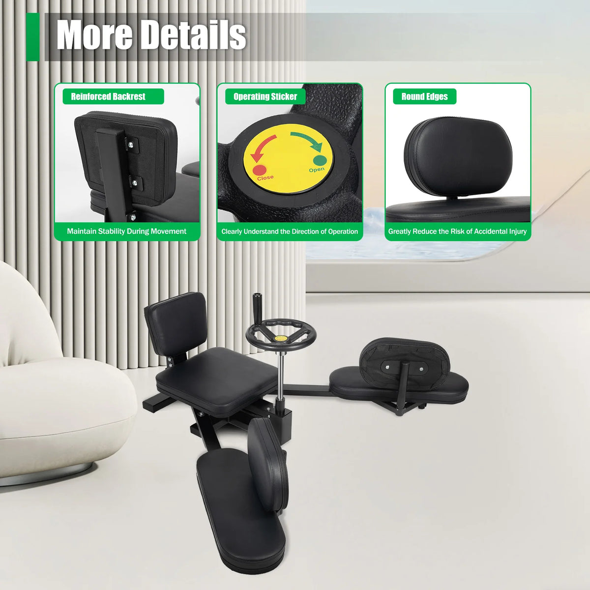 Leg Back Stretcher Splits Stretching And Fitness Coach Home Training Equipment With Joint Protection Pads Capacity 100kg
