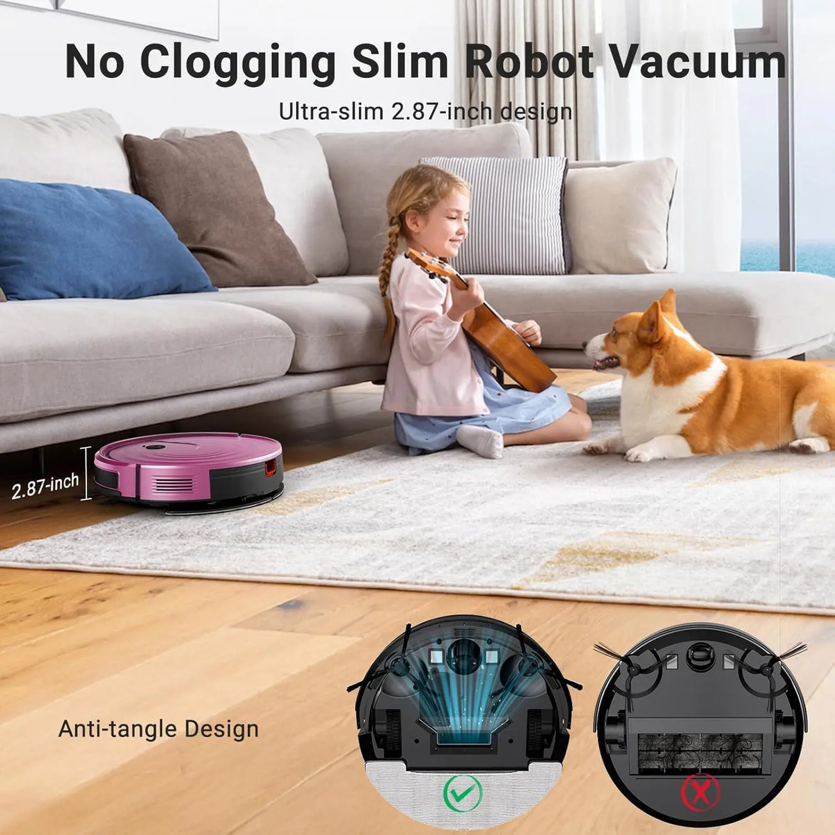 Robot Vacuum and Mop Combo 5000Pa, 650mL, WiFi/Alexa/App Control, Self-Charging Ultra-Slim Cleaner