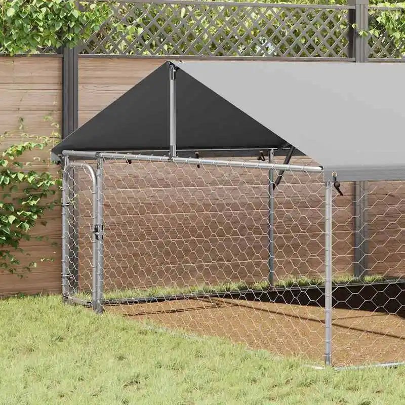 Dog Kennel Silver Galvanized Steel Large Dog Kennel Rectangular