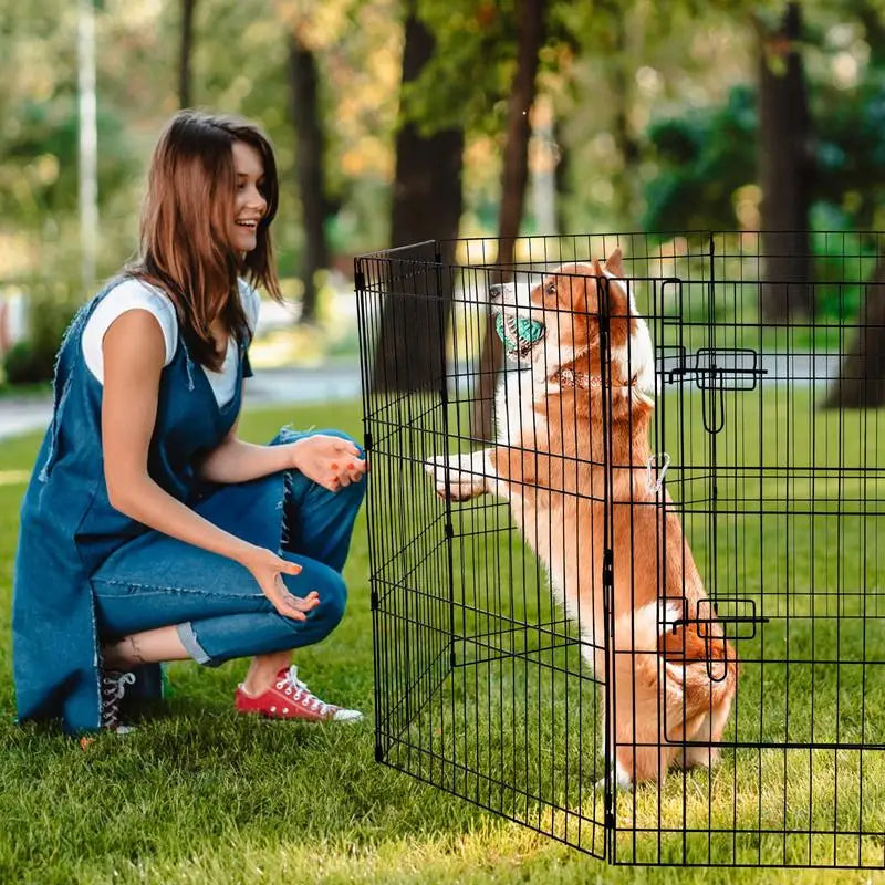 Free Shipping-Dog Playpen, 8 Pcs 30"H x 24"W Panels Foldable Metal Pet Exercise Pen, Dog Fence Indoor and Outdoor Pen with Door, 600D Oxford Fabric Top Cover, Pet Playpen for Dogs, Cats, Other Small Animals