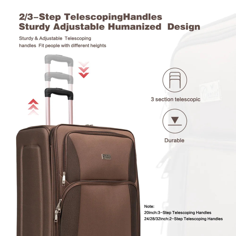 Softshell Luggage Expandable 4 Piece Set Suitcase Softside Lightweight Luggage Travel Set
