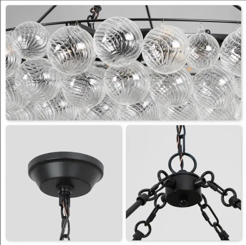 Bubble Chandelier Modern Luxury Large Pendant Light Globe Ball Swirled Glass Chandelier for Living Room Dining Room Foyer