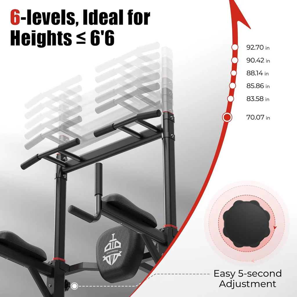 Sportsroyals Power Tower Pull Up Bar Station, 450LBS Stable Pull Up Dip Station for Home Gym Strength Training Equipment