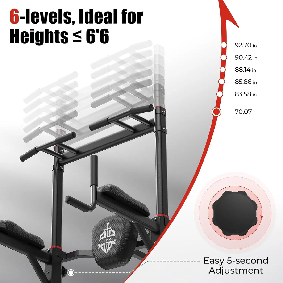 Sportsroyals Power Tower Pull Up Bar Station, 450LBS Stable Pull Up Dip Station for Home Gym Strength Training Equipment